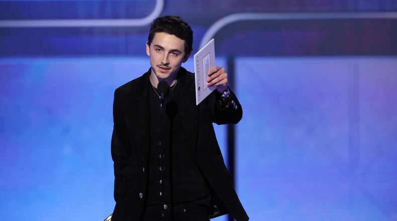 This image released by CBS Broadcasting shows Timothée Chalamet accepting the award for best actor in a motion picture - musical or comedy for "Marty Supreme" during the 83rd Golden Globes on Sunday, Jan. 11, 2026, at the Beverly Hilton in Beverly Hills, Calif. (Kevork Djansezian/CBS Broadcasting via AP)