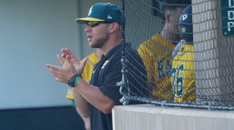 Wright State coach Jeff Mercer watches the team compete against Stanford in the NCAA Regioinals on June 1. CHRIS M. LEUNG/CONTRIBUTED PHOTO