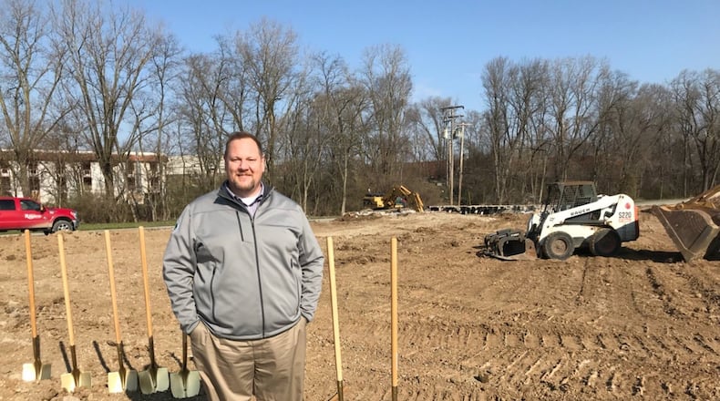 Harrison Twp. Administrator Kristofer McClintick stands in front of the construction site of a new Restaurant Depot store before the tornado. KAITLIN SCHROEDER/STAFF