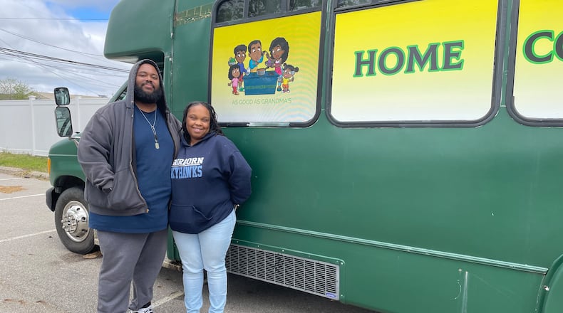 Home Cooked Vibes, a Fairborn-based food bus, offers savory and sweet egg rolls and more. Pictured are owners Syrita Nuttall and James Highsmith. NATALIE JONES/STAFF