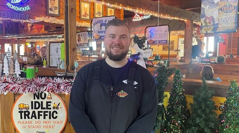 Scott Henning, a Texas Roadhouse employee of 15 years who works at the Huber Heights restaurant, is one of 25 meat cutters who will compete in Columbus on Wednesday, Jan. 15 in the second round of a national meat cutting challenge (CONTRIBUTED PHOTO).