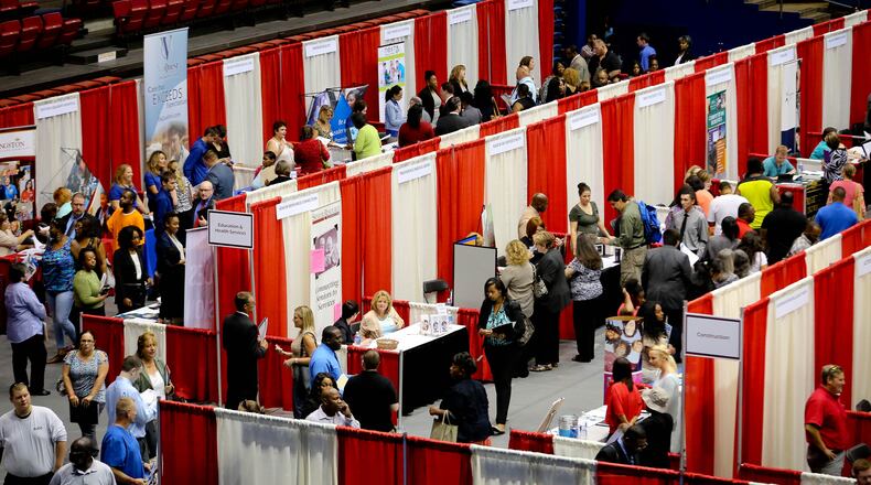 A 2015 job fair hosted by Wright-Patterson Air Force Base and Ohio Means Jobs Montgomery County at the University of Dayton Arena.