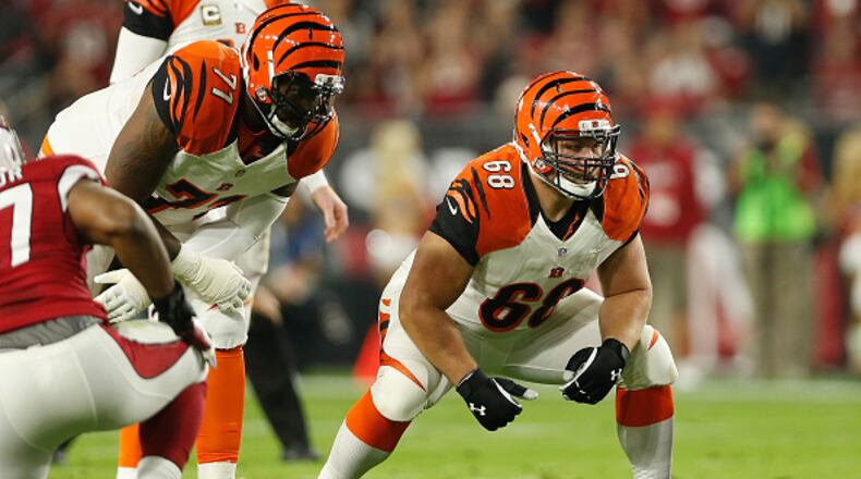 GLENDALE, AZ - NOVEMBER 22: Guard Kevin Zeitler #68 of the Cincinnati Bengals in action during the NFL game against the Arizona Cardinals at the University of Phoenix Stadium on November 22, 2015 in Glendale, Arizona. The Cardinals defeated the Bengals 34-31. (Photo by Christian Petersen/Getty Images)