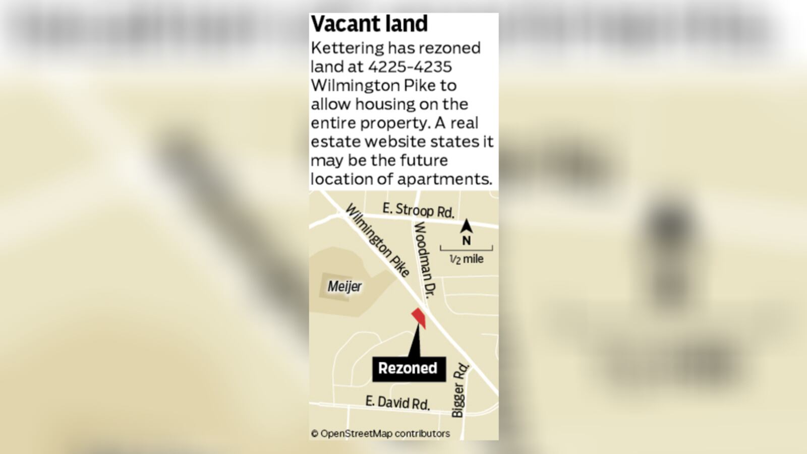 Land at the Woodman Drive and Wilmington Pike split in Kettering was rezoned last year to allow housing. STAFF