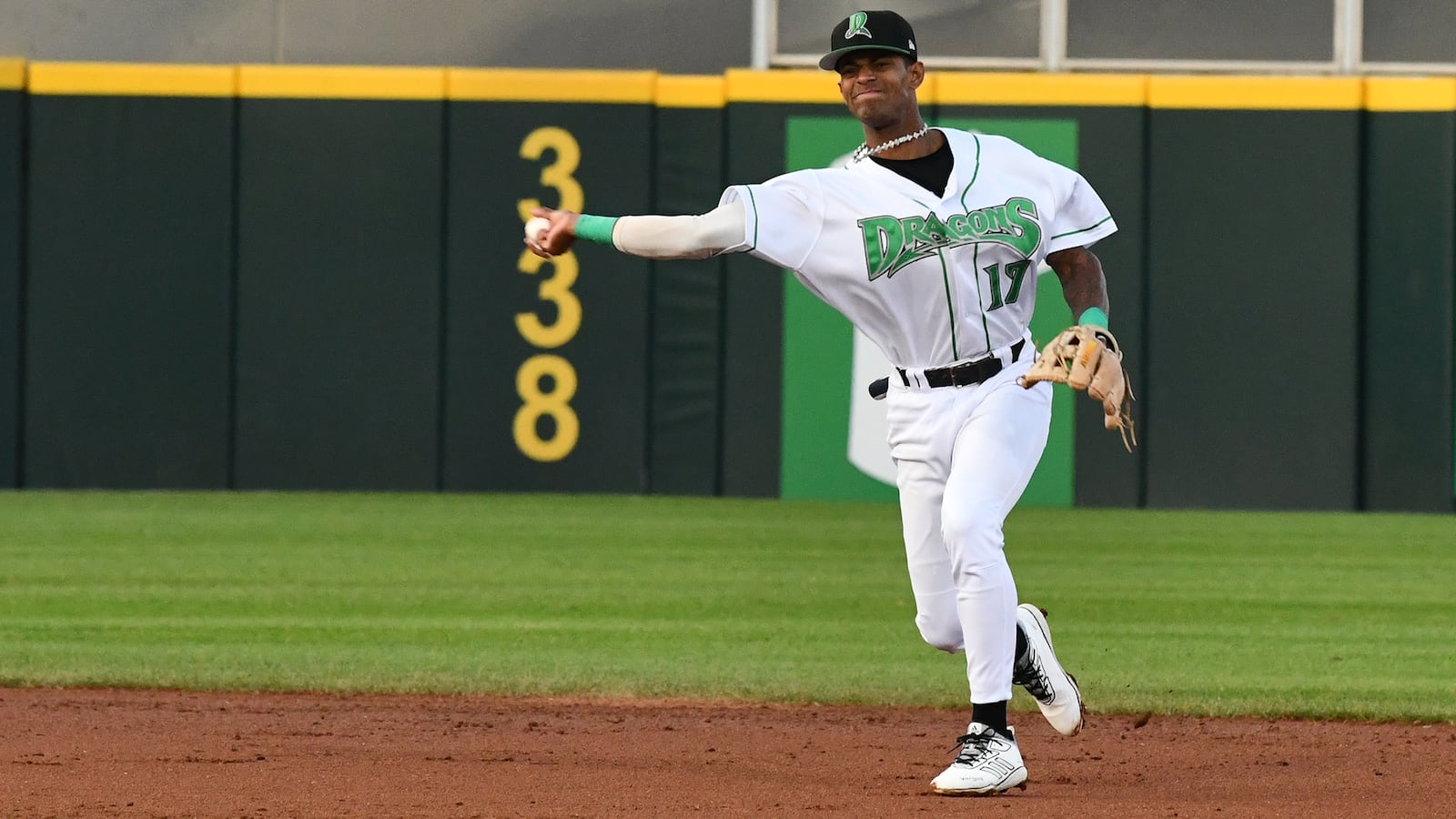 Dayton shortstop Alexander Vargas throws to first base for an out in the second inning Thursday night at Day Air Ballpark. JEFF GILBERT/CONTRIBUTED