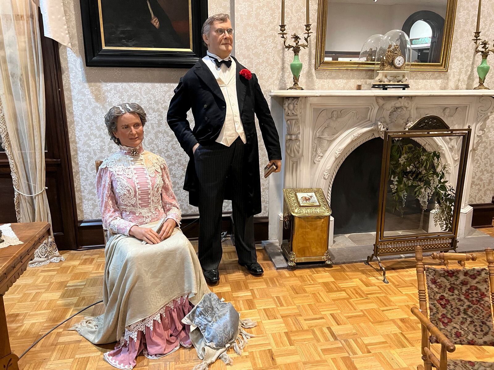 Animatronics of former President William McKinley and former First Lady Ida McKinley inside the William McKinley Presidential Library and Museum on Wednesday, March 26, 2025, in Canton, Ohio. (AP Photo/Patrick Aftoora-Orsagos)