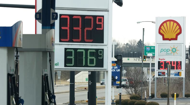 Gas prices at Springfield stations are all over $3.30 per gallon for regular. BILL LACKEY/STAFF