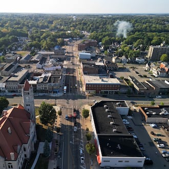 Aerial photos of downtown Xenia Wednesday, Sept. 17, 2025. NICK GRAHAM/STAFF