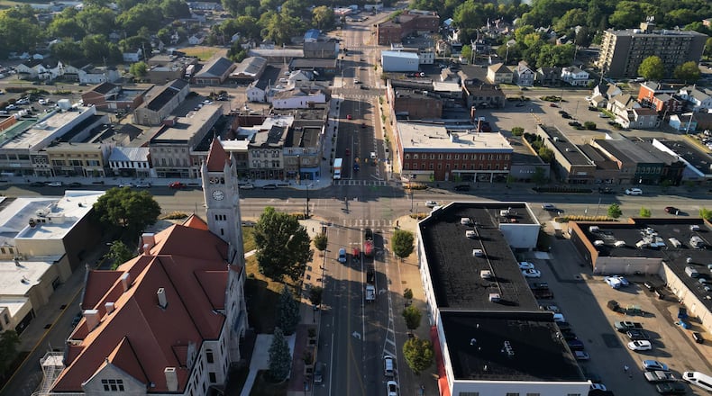 Aerial photos of downtown Xenia Wednesday, Sept. 17, 2025. NICK GRAHAM/STAFF