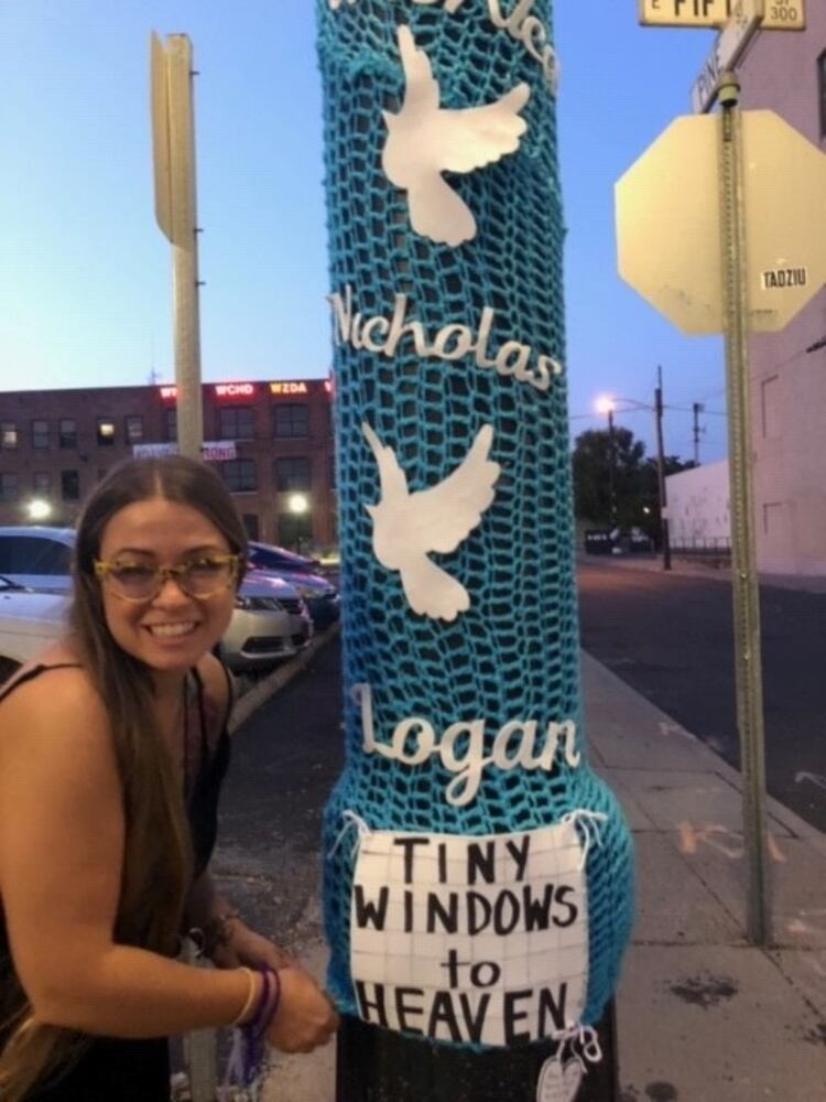 Dayton Oregon District yarn bombing promotes positive messages, community healing
