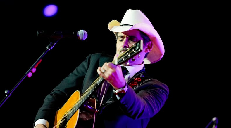 County music performer Brad Paisley sings during the State Dinner with President Joe Biden, first lady Jill Biden, Kenya's President William Ruto and first lady Rachel Ruto at the White House, Thursday, May 23, 2024, in Washington. (AP Photo/Evan Vucci)