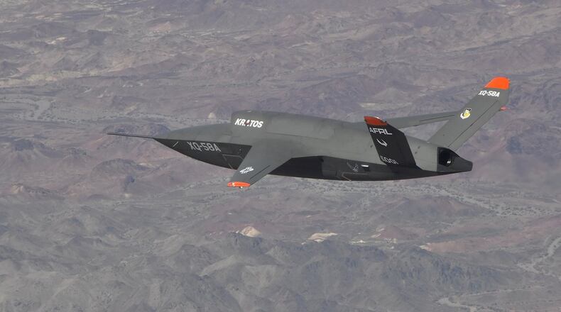 The XQ-58A Valkyrie pictured during a second test flight June 11. (U.S. Air Force photo/2nd Lt. Randolph Abaya, 586 Flight Test Squadron)