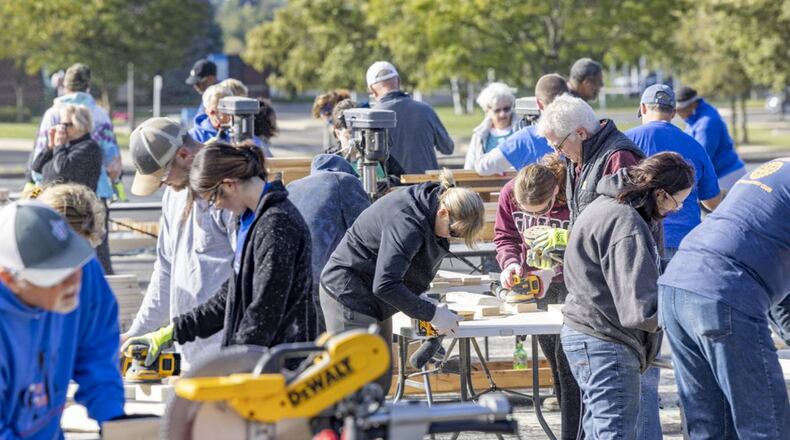 From bedside care to building actual beds, Atrium Medical Center employees partnered with the Rotary Club of Middletown to host a bed build for Sleep in Heavenly Peace’s Butler County chapter, a local nonprofit organization that builds and delivers beds to children who do not have one. In just a few hours on Oct. 1, 2022, Premier Health and community volunteers built 50 beds. The beds, along with new bedding, were delivered to families in need in Butler County. CONTRIBUTED