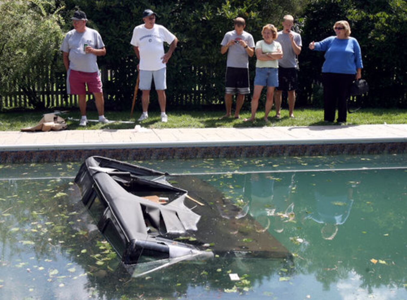 Jeep driven into pool