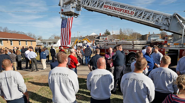 The City of Springfield held a groundbreaking for the new 16,221-square foot fire station on South Limestone Street on Nov. 9, 2022. BILL LACKEY/STAFF