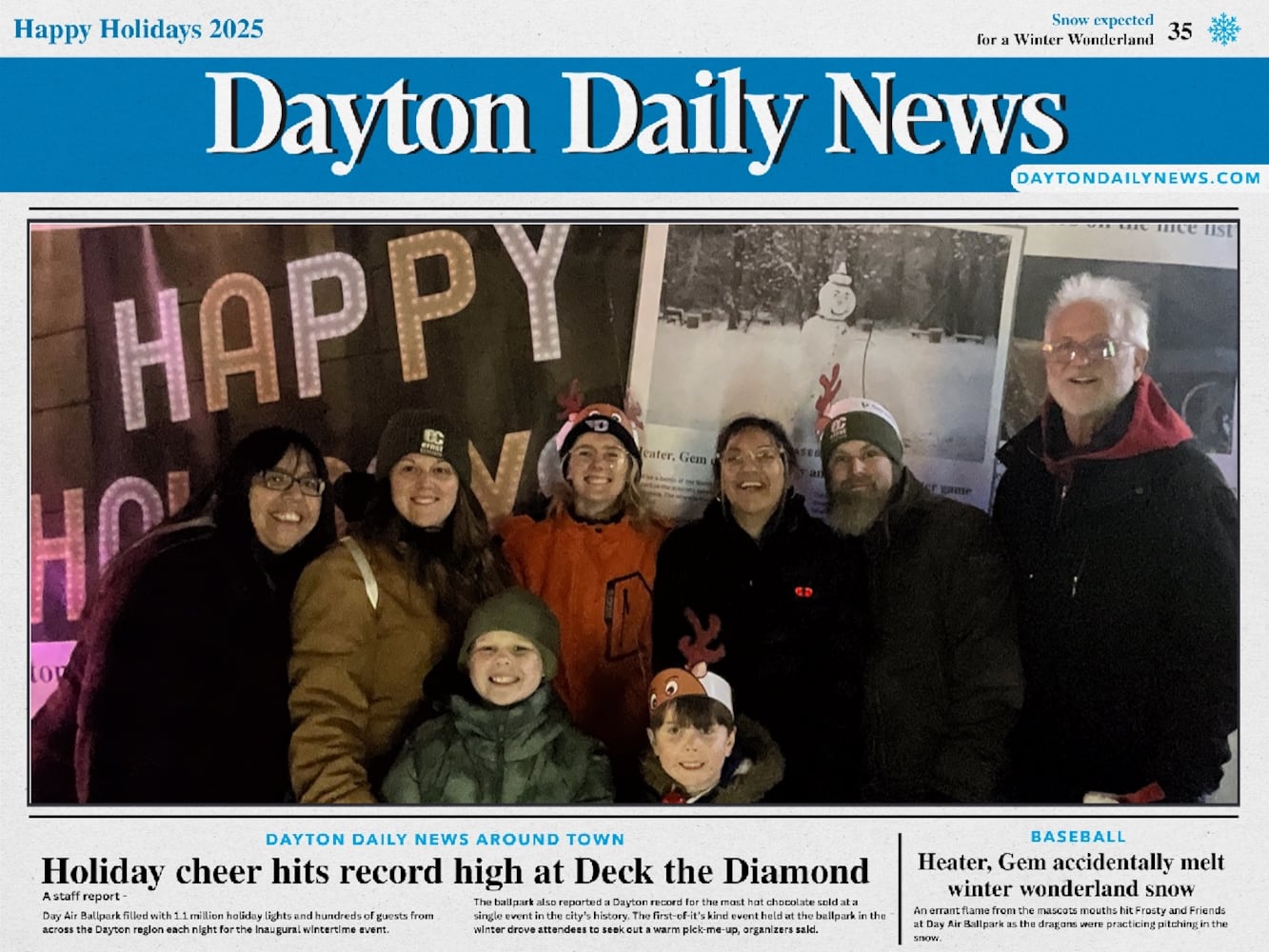 "Front Page News" photobooth at Deck the Diamond