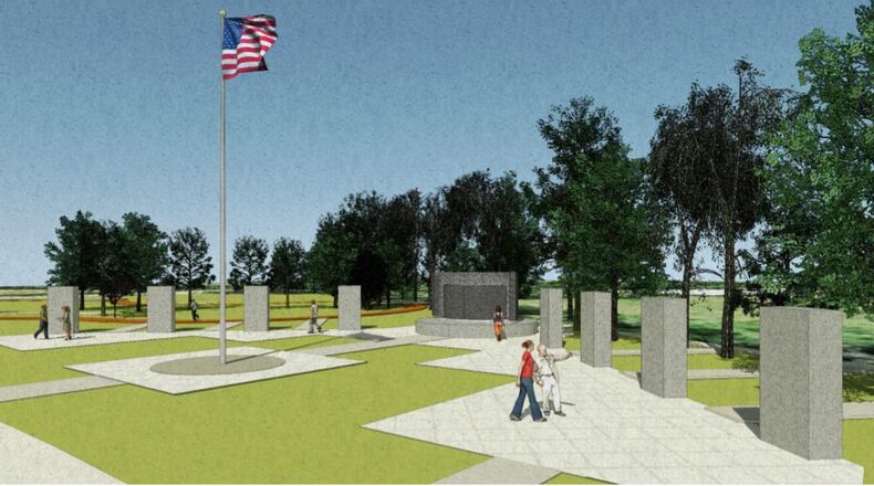 An architect's rendering of the future Huber Heights Veterans Memorial. CONTRIBUTED