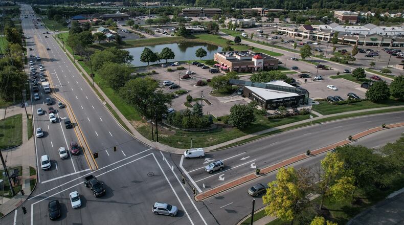 The intersection of Miamisburg Centerville Rd. and Lyons Rd. is a large business district of Washington Twp. Washington Twp. collected more than $30 million in property taxes and other revenue this year, the auditor reported. JIM NOELKER/STAFF