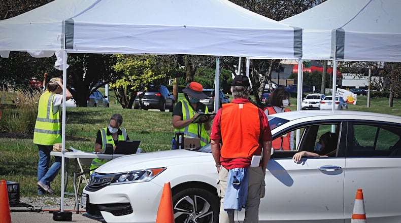 FILE PHOTO: Free pop-up coronavirus testing was available at Wright State University's Nutter Center on Wednesday, Aug. 5, 2020. STAFF PHOTO / MARSHALL GORBY