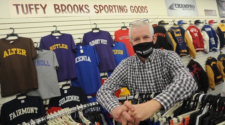 John Napier, co-owner of Tuffy Brooks Sporting Goods said he is thankful the store received a CARES Act small business grant to help continue operations through the pandemic. MARSHALL GORBY/STAFF