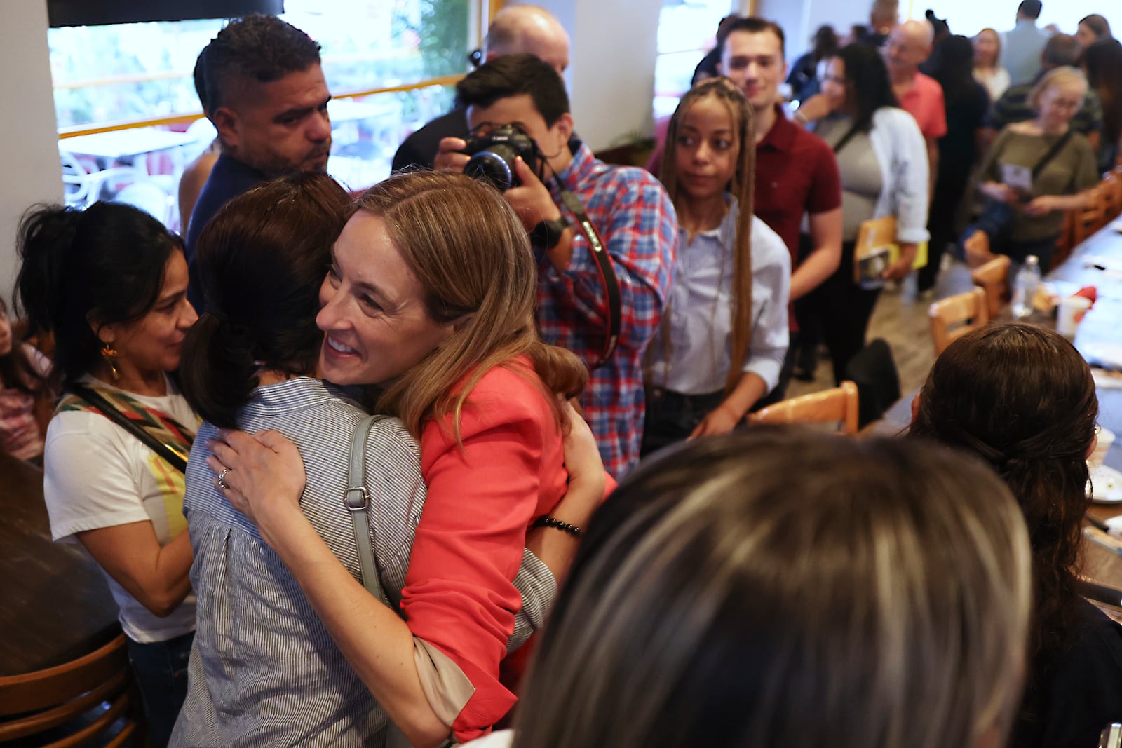 Rep. Mikie Sherrill, D-N.J., greets people during a "Get Out the Vote" rally, Saturday, June 7, 2025, in Elizabeth, N.J. (AP Photo/Heather Khalifa)