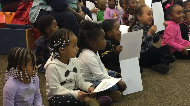 Preschoolers take part in an interactive holiday story at the Miami View Head Start Center in Dayton. Head Start programs rely heavily on census data to determine need in communities and for the distribution of federal funds. KATIE WEDELL/STAFF