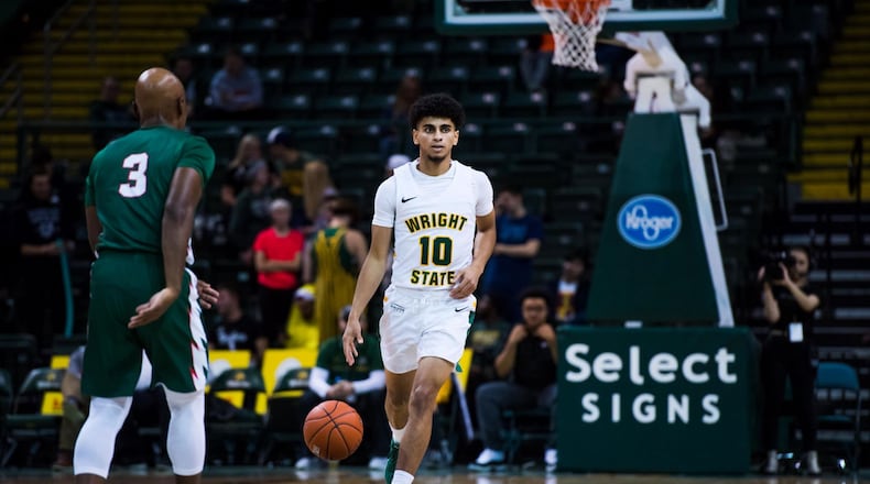 Wright State freshman Trey Calvin brings the ball up court against Mississippi Valley State earlier this season. Joseph Craven/WSU Athletics