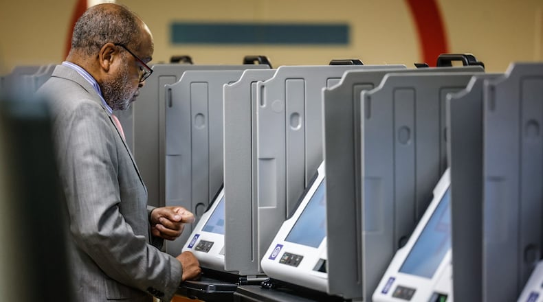 Anthony Whitmore votes early Friday April 28, 2023 at the Montgomery County Board of Election on West Third Street. Election day is Tuesday May 2, JIM NOELKER/STAFF