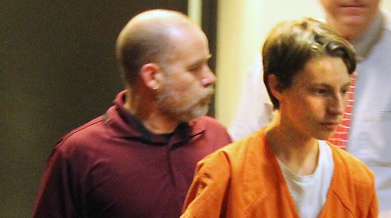Nicholas Starling is led into a courtroom at the Clark County Juvenile Center. (Jeff Guerini/Staff)