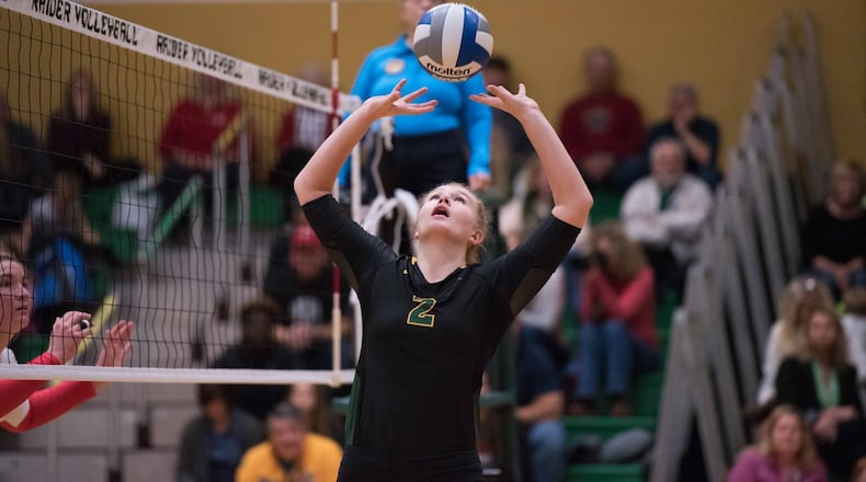 Wright State setter Lainey Stephenson passes the ball during last weekâs match against Youngstown State. Joseph Craven/CONTRIBUTED