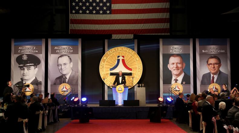 At the 2015 National Aviation Hall of Fame ceremony Apollo 13 astronaut James A. Lovell received the first Neil Armstrong Outstanding Achievement Award. The event was held at the National Museum of the United States Air Force. LISA POWELL / STAFF