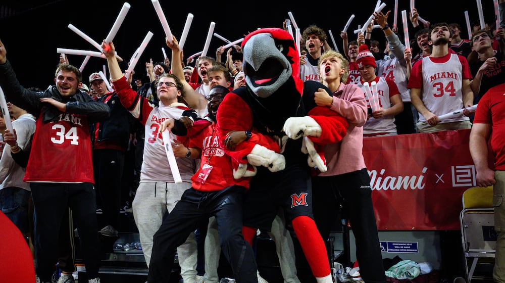 The Miami RedHawks beat Northern Illinois 85-61 on Saturday, Jan. 31, 2026 at Millett Hall in Oxford. Before the game, Miami legend Ron Harper was awarded an honorary degree from the university. JEREMY MILLER / CONTRIBUTED PHOTO