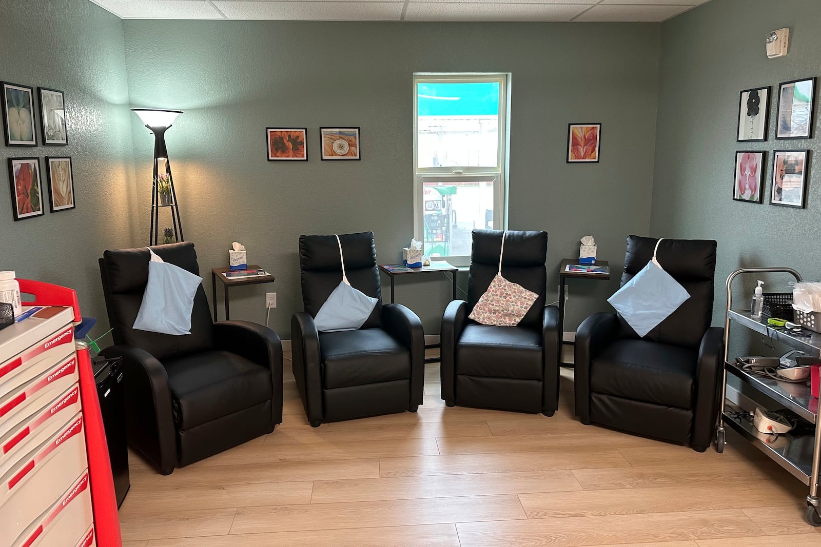 A patient recovery room at Wellspring Health Access, Wyoming's only abortion clinic, is seen Tuesday, April 8, 2025, in Casper, Wyo. (AP Photo/Mead Gruver)