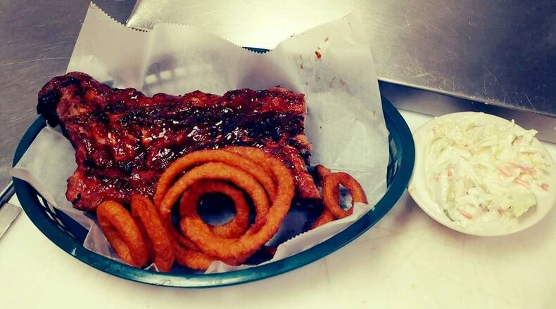 Paradise Keys Cafe South half a slab of ribs dinner.