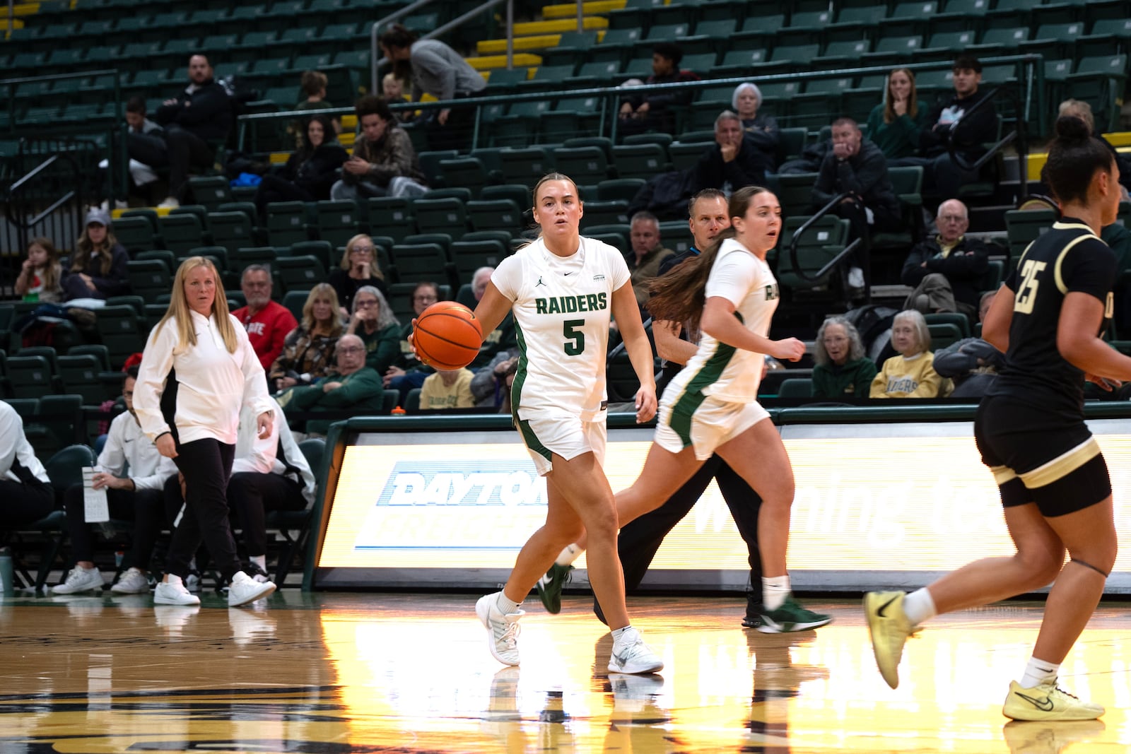 Wright State senior Claire Henson takes the ball up the floor in a recent game. CONTRIBUTED BY WRIGHT STATE