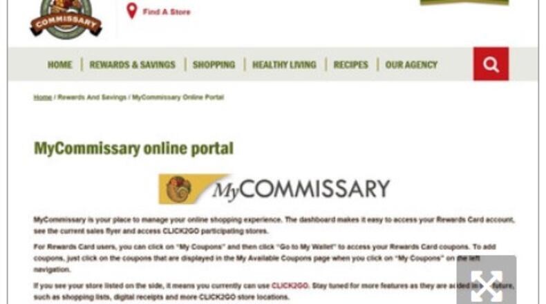 System changes now allow everyone in the new customer categories to create an online account on the MyCommissary portal so they can register for their Commissary Rewards card, view commissary sale fliers with prices and use the curbside CLICK2GO service where available. (Courtesy graphic)