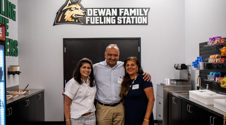 Sudan Dewan, (center) a top 20 player in NCAA Division II when he played at Wright State, flanked by wife Rachna (on left) and his sister Renu (right), who was a state doubles champ at Northmont, a three-time All MAC tennis player at Toledo and inducted into Miami Valley Tennis Coaches Association Hall of Fame in 2019. Wright State Athletics photo