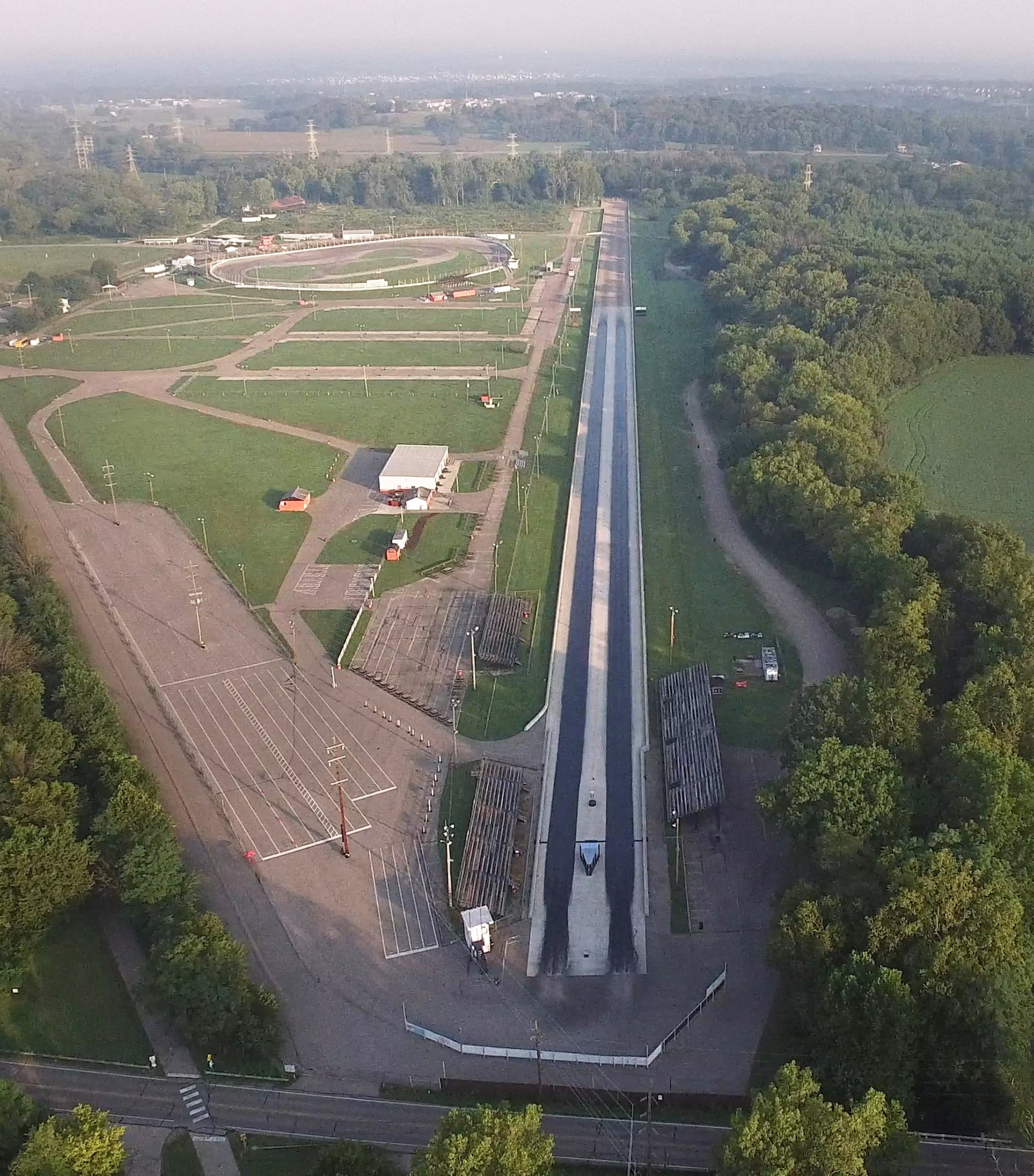 Aerial view of Kil-Kare Speedway in Xenia looking west from the dragstrip starting gate.   TY GREENLEES / STAFF