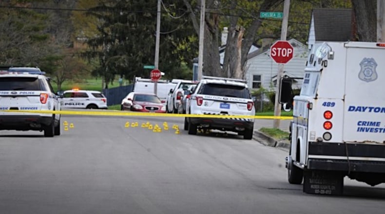 A man was shot and critically wounded in an officer-involved shooting in the 1000 block of Chelsea Avenue in Dayton on April 21, 2020. MARSHALL GORBY / STAFF
