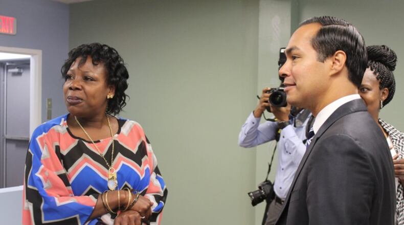 Aquanna Quarles last year met with then-Housing and Urban Development Secretary Julián Castro. Quarles has lived in DeSoto Bass since 2007. Quarles, who enrolled in Greater Dayton Premier Management’s self-sufficiency program, was a shift manager and wanted to keep moving up the ladder. CORNELIUS FROLIK / STAFF