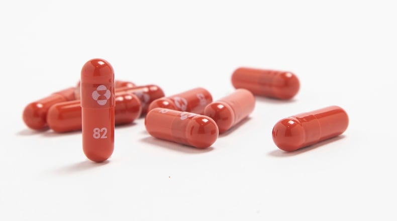 This undated image provided by Merck & Co. shows their new antiviral medication. The drugmaker has said its experimental pill for people sick with COVID-19 reduced hospitalizations and deaths.   The U.S. Food and Drug Administration will ask its outside experts to review Merck's pill to treat COVID-19 at a meeting in late November. Regulators announced the November 30 meeting on Thursday, Oct. 14, 2021 signaling they will conduct a detailed review of the drug's safety and effectiveness.   (Merck & Co. via AP)