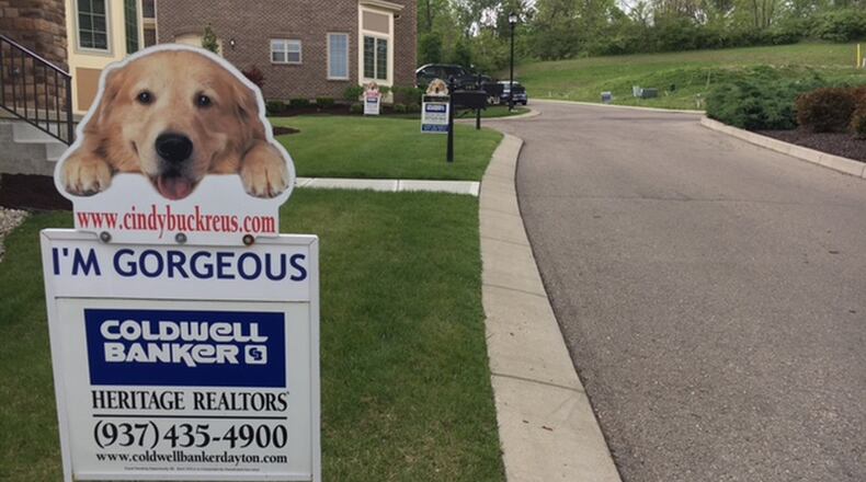 A line of homes for sale along Pointe Oakwood Way. Area Realtors say there’s a lack of available homes, pushing up prices and creating a sellers’ market. THOMAS GNAU/STAFF