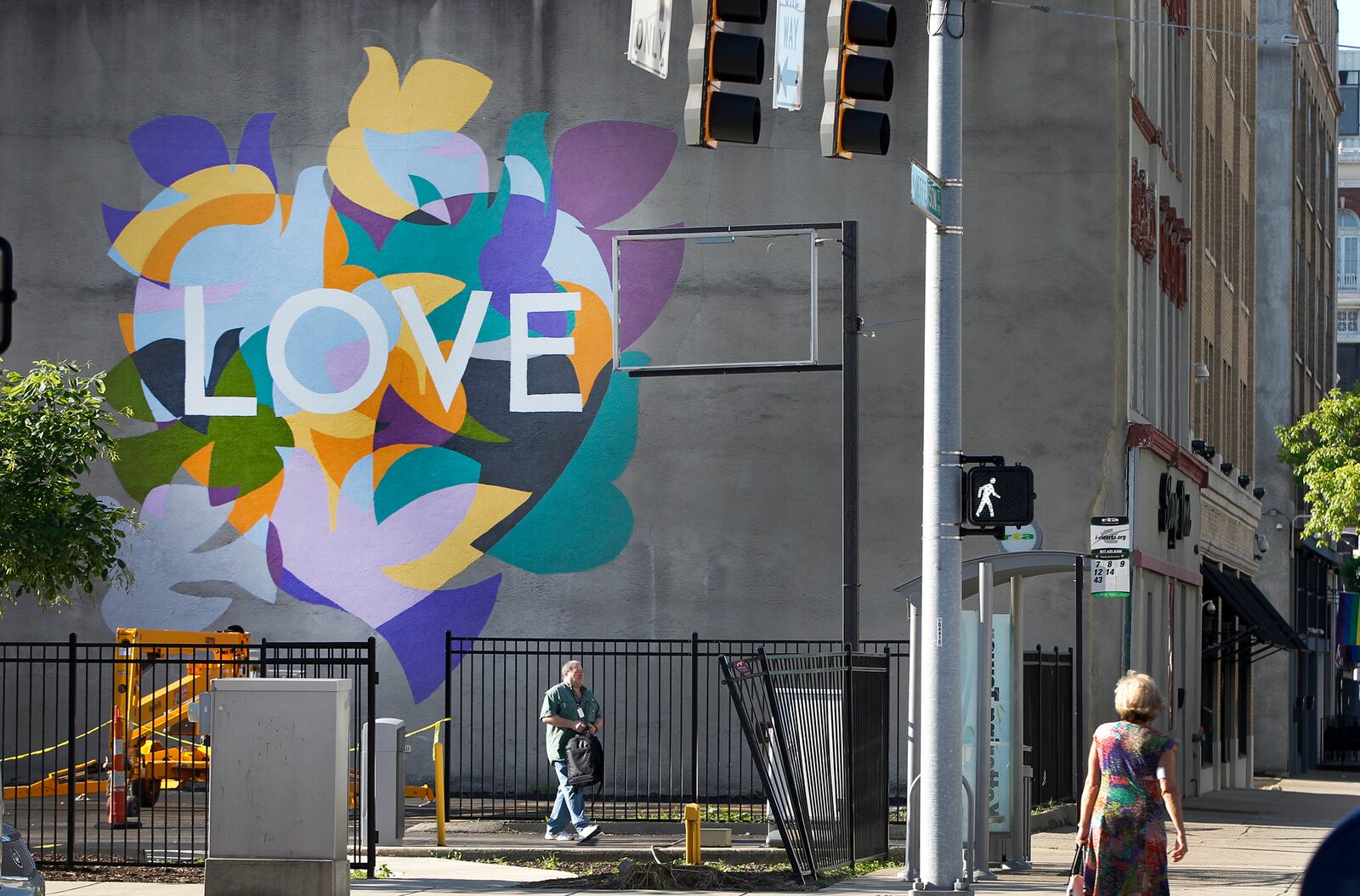 A mural designed by Dayton artist Amy Deal was recently completed on the north wall of the Stage Door, 44 N. Jefferson St. in Dayton. The art piece was inspired by Paul Laurence Dunbar’s poem, “The Dove.” LISA POWELL / STAFF