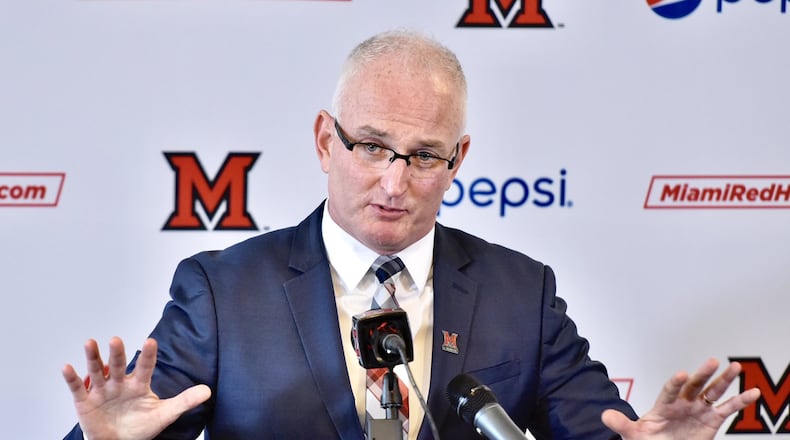 Miami hockey coach Chris Bergeron. Nick Graham/STAFF