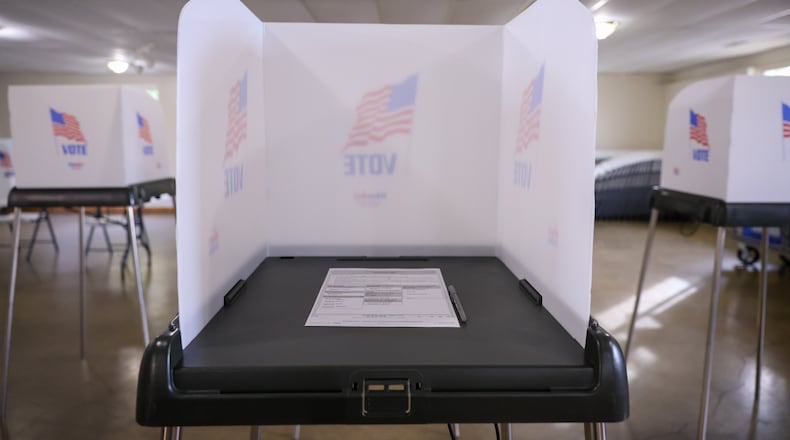 Voting booths set up at Redman's Picnic Grounds in Troy on Tuesday, Nov. 4, 2025. BRYANT BILLING / STAFF