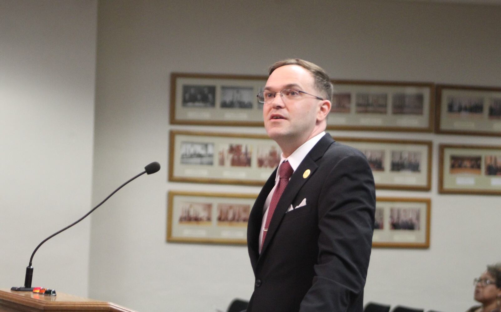 FILE - Montgomery County Treasurer John McManus talks about the expedited and depositor foreclosure processes at a Dayton City Commission meeting on Wednesday, May 31, 2023. CORNELIUS FROLIK / STAFF