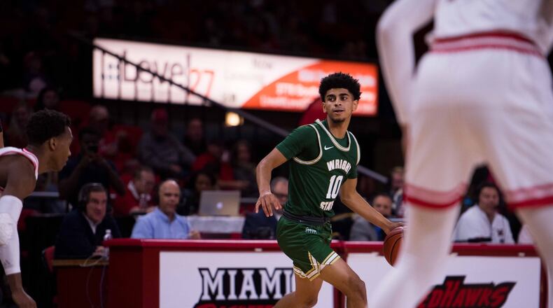 Wright State freshman Trey Calvin looks to make a pass against Miami on Nov. 9, 2019, at Millett Hall. Joseph Craven/WSU Athletics