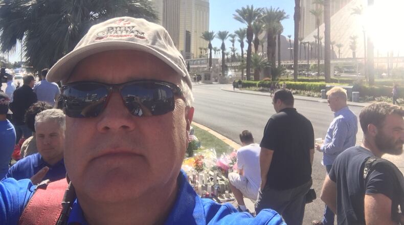 Springboro Police Chief Jeff Kruithoff was in Las Vegas on Wednesday, assisting as a chaplain following the mass shooting there.