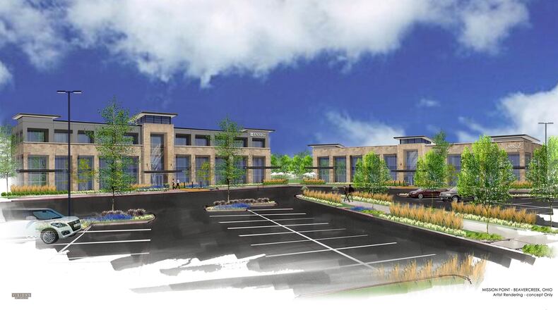 A conceptual drawing of a planned new office building office Mission Point Boulevard, provided by developer Jason Woodard. Woodard cautioned that this concept is tentative and it may not reflect the project's final design. Contributed