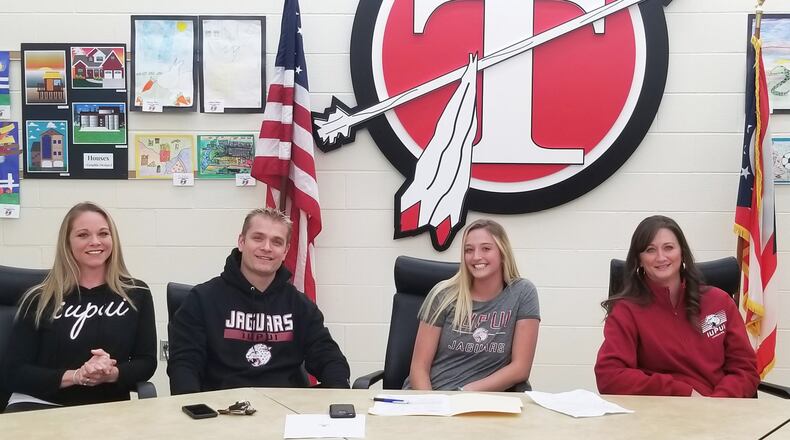 Tecumseh High School senior Presley Griffitts (second, right) signed to play basketball at IUPUI. CONTRIBUTED PHOTO